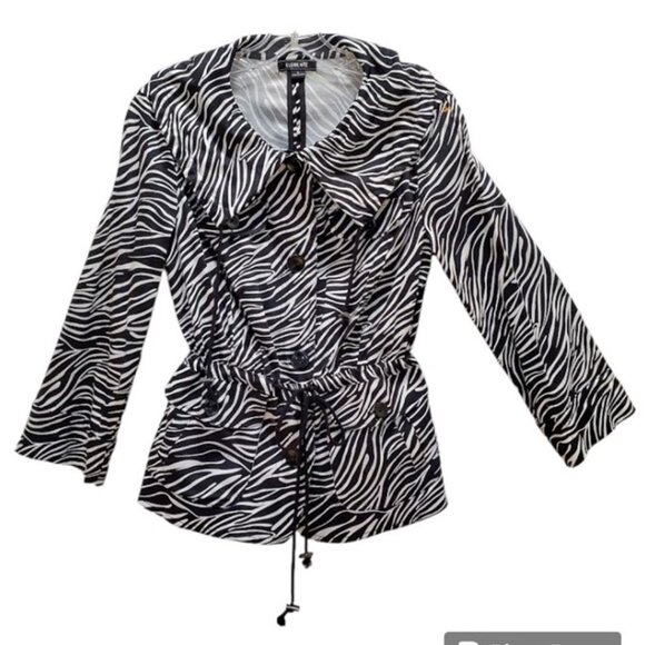 EUC Vintage Zebra Print Light Cotton Jacket 3/4 Sleeve and Cinched Waist -Size S - Picture 2 of 10